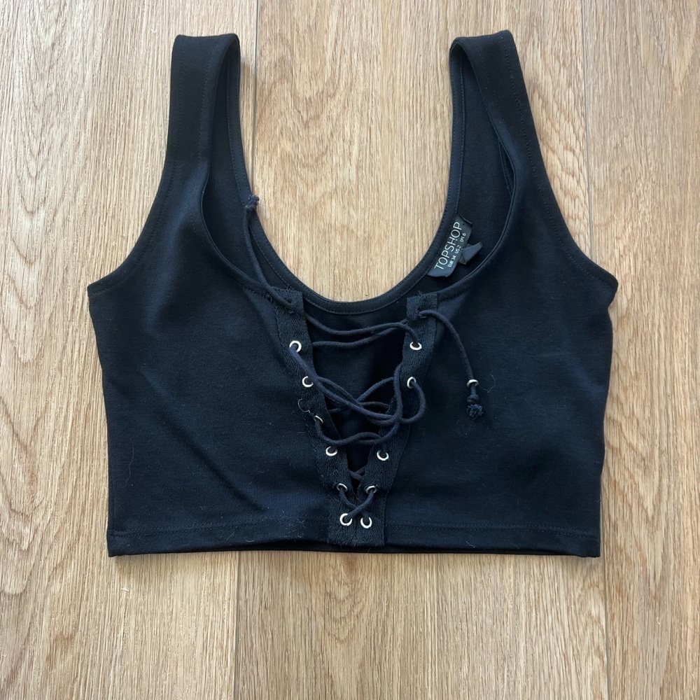 Topshop Lace up Crop Top Size 2